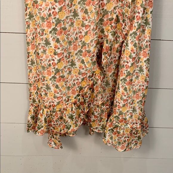 Yours Truly Floral Wrap mini dress ruffle hem size 12 - Picture 4 of 12
